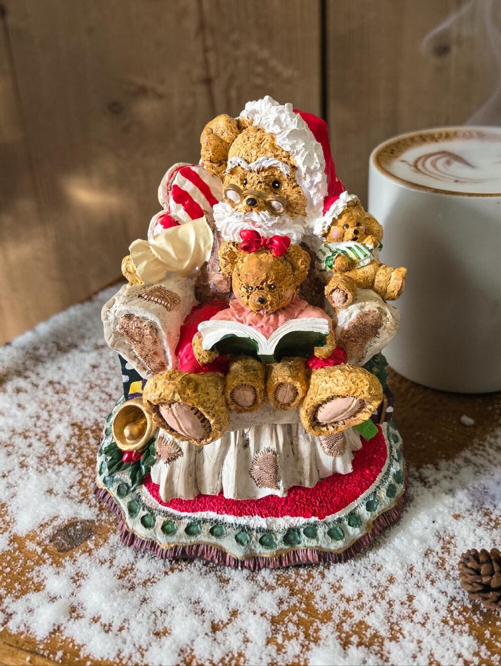 Holiday Teddy Santa Figurine